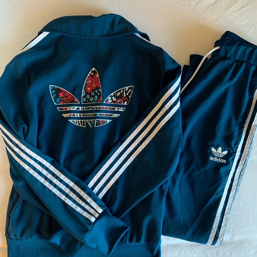 COPY - Adidas Blue and White Stripe Track Suit.
